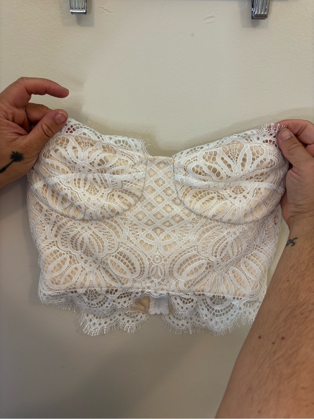superdown White Lace Bandeau Bralette